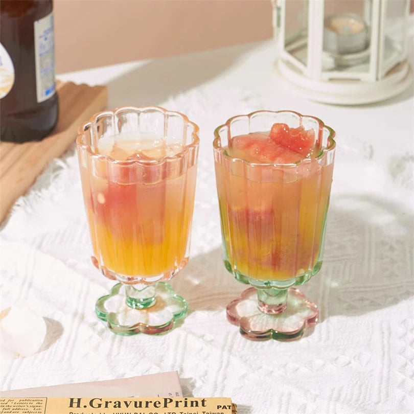 Flower Base Dessert Tall Glass
