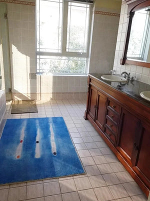 MokoMoko Blue French Abstract Art Minimalist Carpet Rug