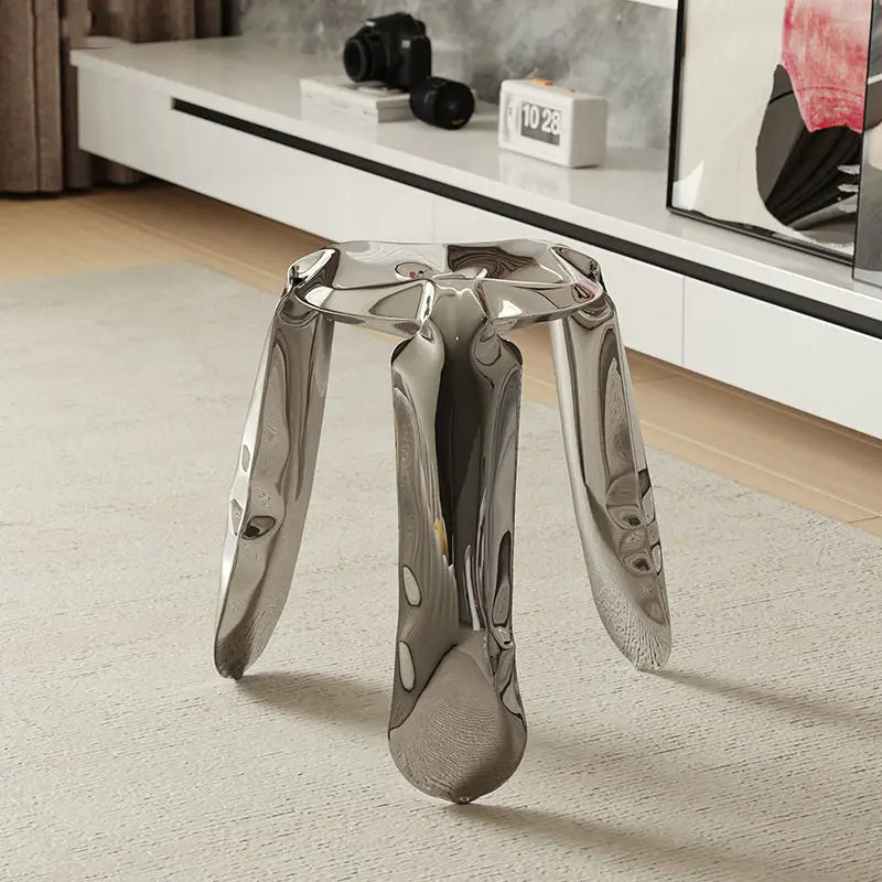 Minimalist Crumpled Design Stainless Steel Stool