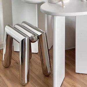 Mirror Stainless Steel Ottoman Stool
