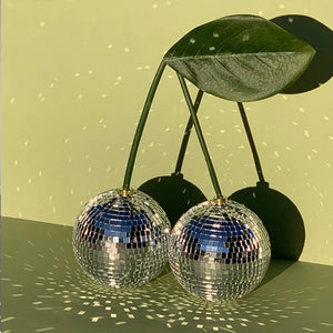 Adorno de cereza con brillo en forma de bola de discoteca