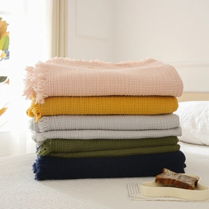 Japanese B&B Cotton 4-Layer Yarn Throw Blanket