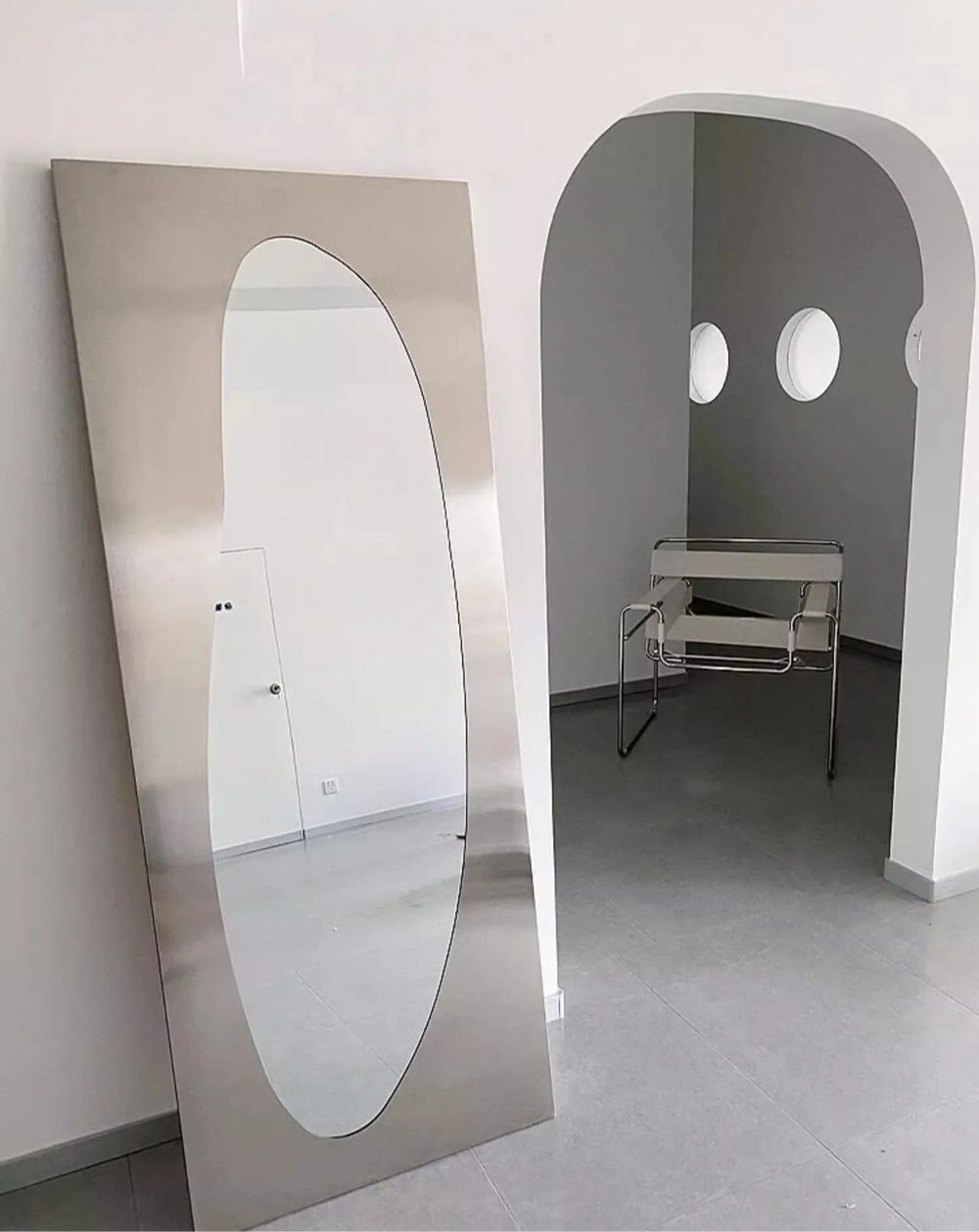 Studio Lima Stainless Steel Floor Wall Mirror