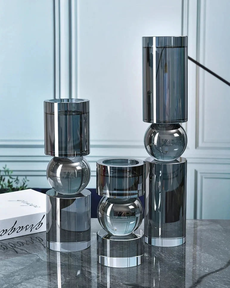 Stacked Geometry Crystal Candle Holders