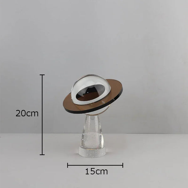 スタンド付き手作りのソリッドクリスタル土星惑星彫刻