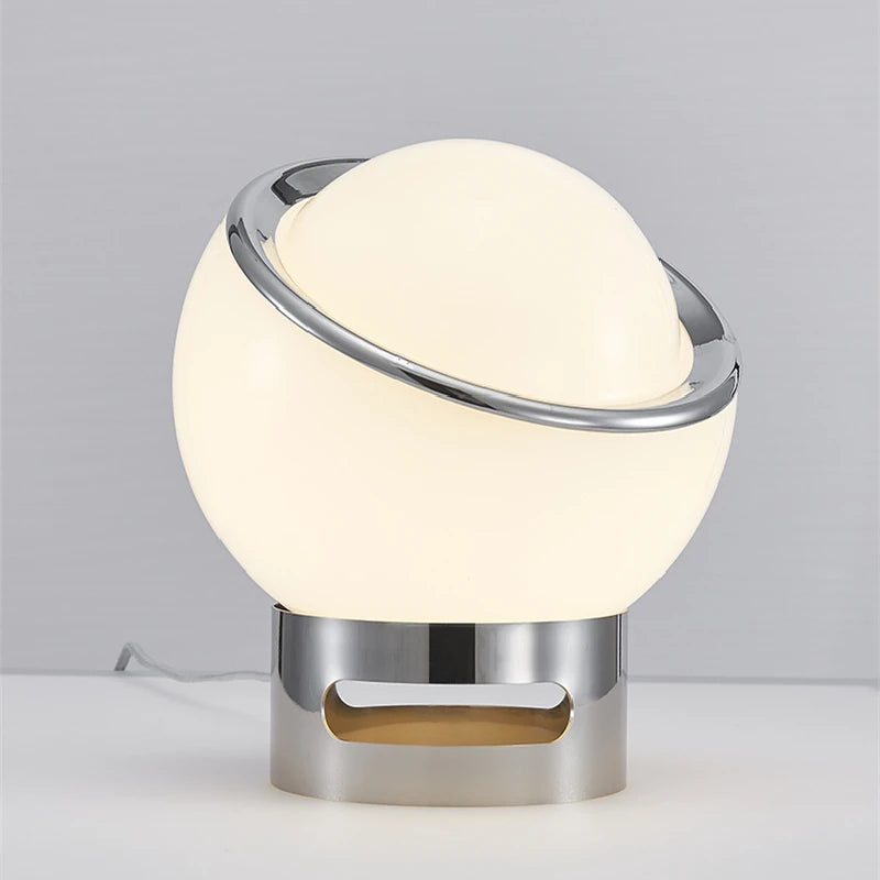Retro Glass Stone Ball Metal Stand Table Lamp