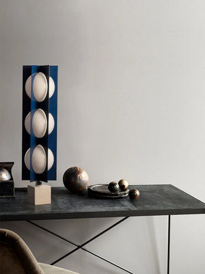 Lampe boule à base en marbre bleu géométrique de conception italienne