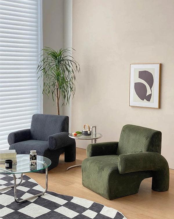 Sofá de salón con brazos de pana danesa