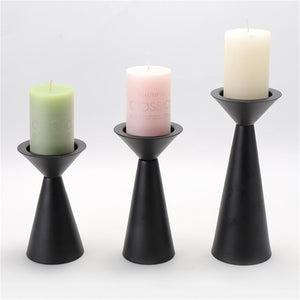European Style Black Matte Metal Candle Stand Set