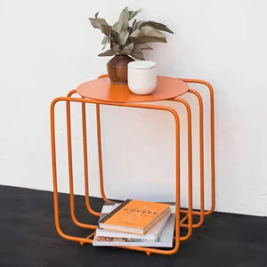 Modü Wire Frame Round Metal Side Table Rack