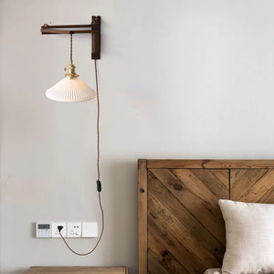 Japanese Retro Walnut Folding Wall Lamp