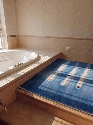 MokoMoko Blue French Abstract Art Minimalist Carpet Rug