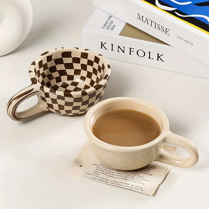 Ceramic Plaid Coffee Cup