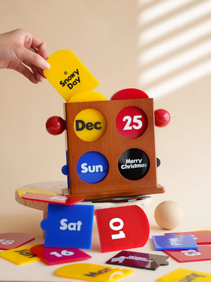 Easy Good Bauhaus Vintage  Cherrywood Perpetual Desk Calendar