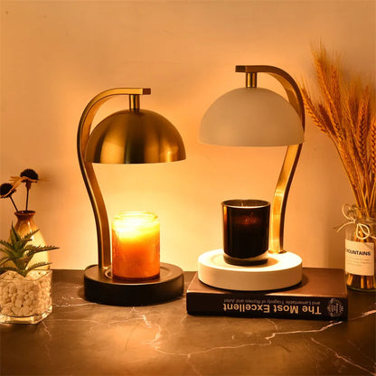 Golden Curved Bar Stand Retro Candle Warmer