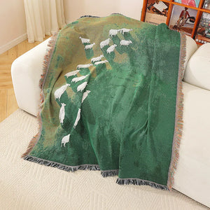 Grassland Sheep Tassel Throw Blanket