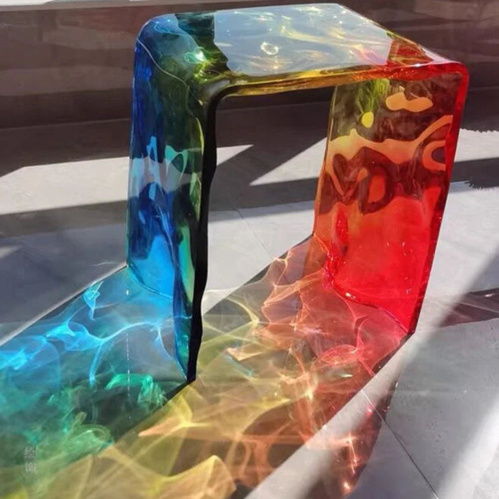 Rainbow Water Wave Acrylic Art Coffee Table