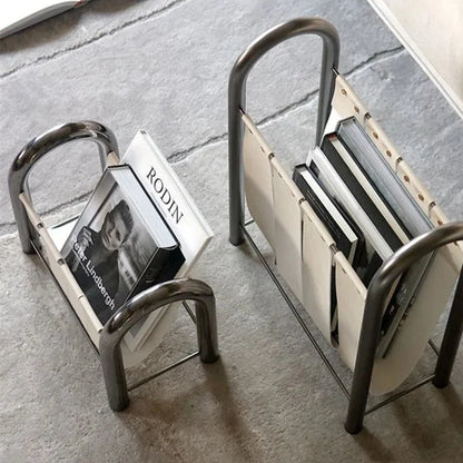 Metal Leather Magazine Stand Rack