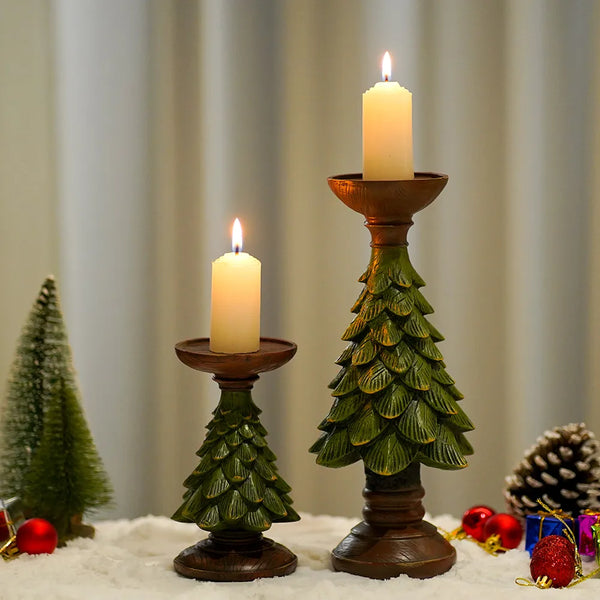 Dunkelgrüner Weihnachtsbaum-Kerzenhalter