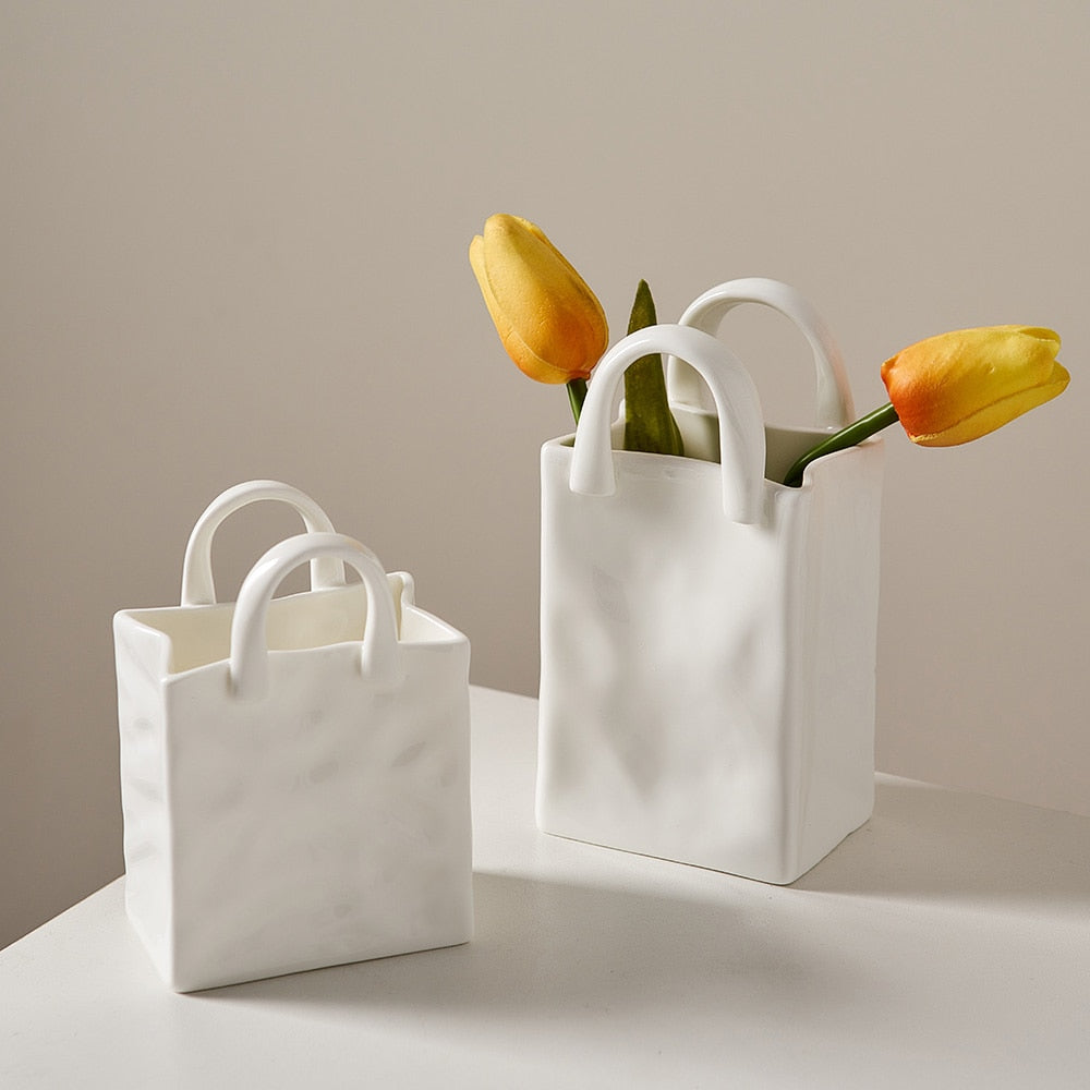 Ceramic Shopping Bag Shape Vase