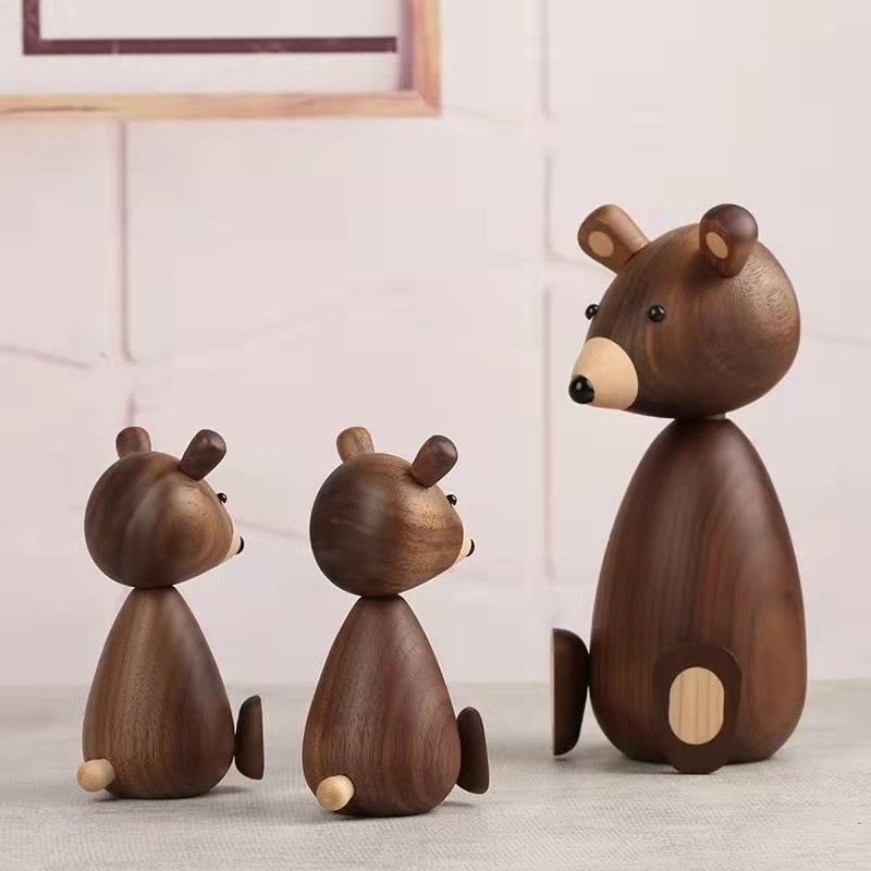 Wooden Brown Bear Sculpture