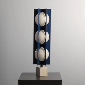 Lampe boule à base en marbre bleu géométrique de conception italienne