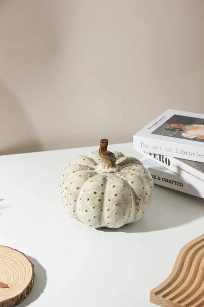 White Porcelain Pumpkin Ceramic Sculpture