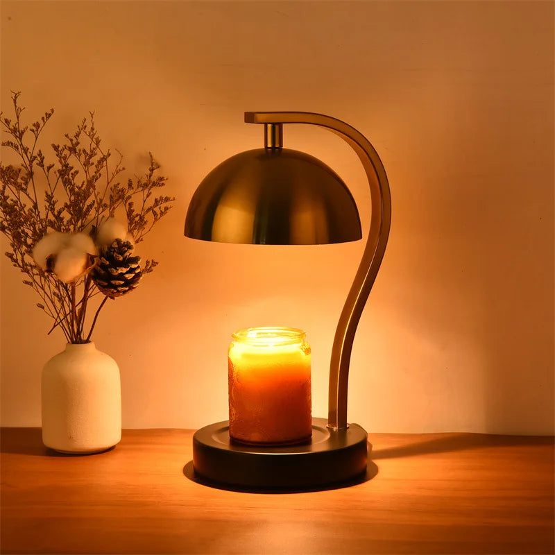 Golden Curved Bar Stand Retro Candle Warmer