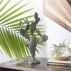 Escultura rústica de cactus negro