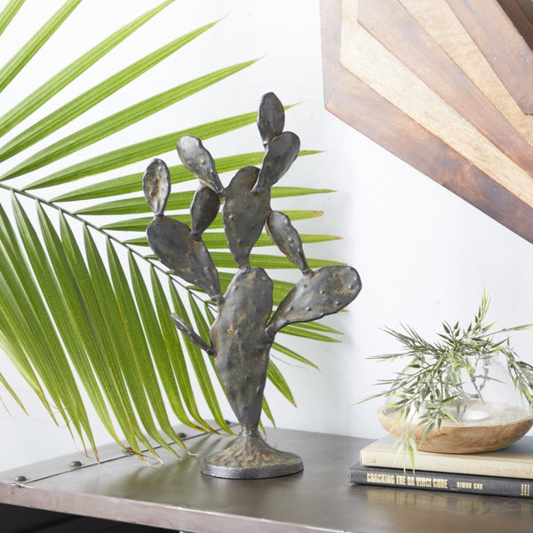 Escultura rústica de cactus negro