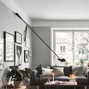 Applique murale industrielle à intensité variable et à long mât rotatif