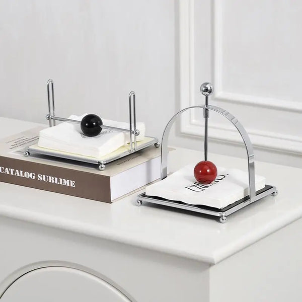 Stainless Steel Wooden Ball Napkin Holder