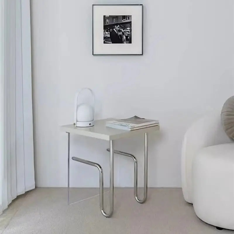 Acrylic with Stainless Frame Retro Top Side Table