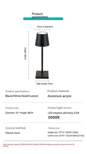 Lampe tactile sans fil de style hôtelier