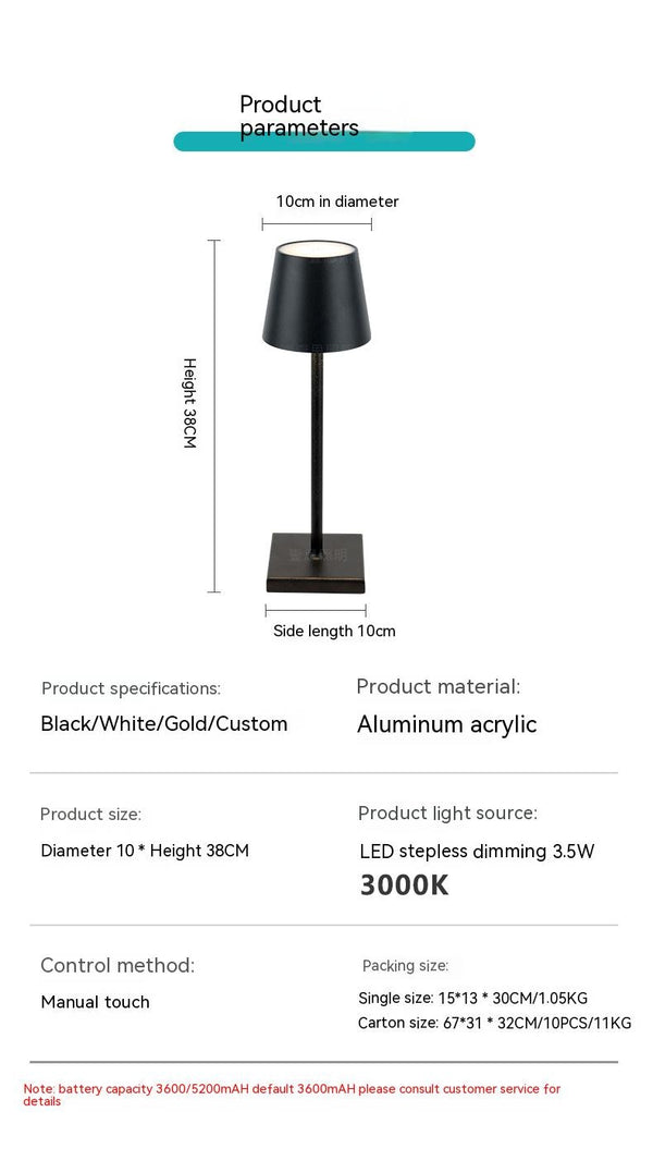 Lampe tactile sans fil de style hôtelier