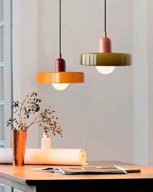 Lampe de plafond ronde à suspension en verre nordique