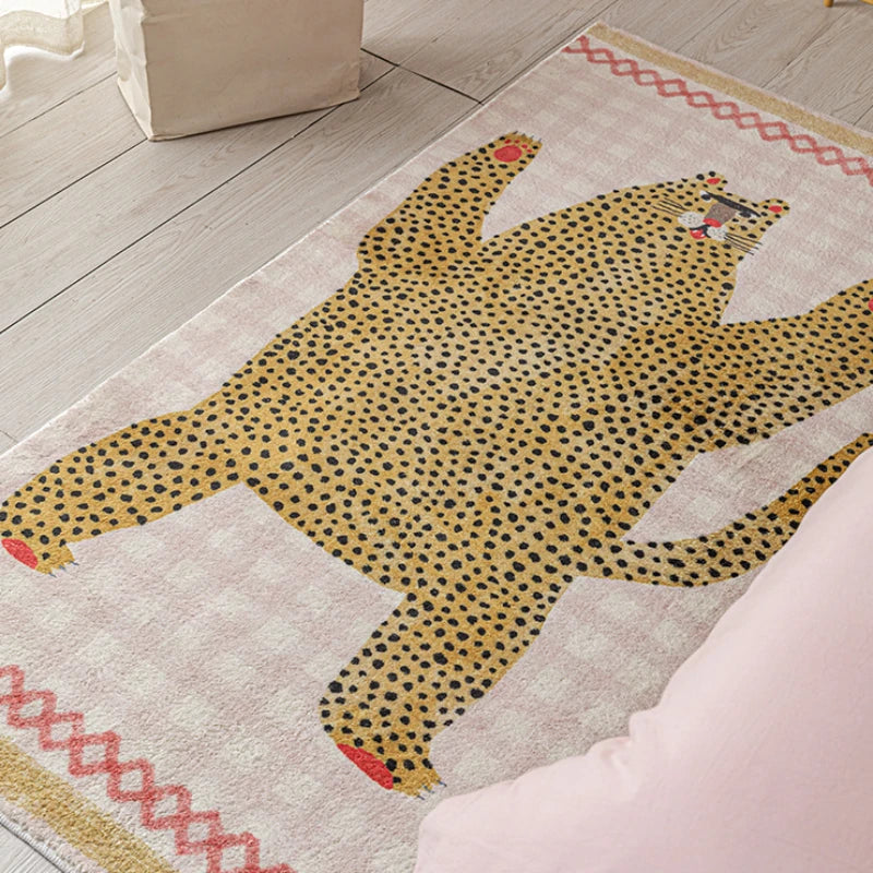 Funny Face Lion & Leopard Art Carpet Area Rug