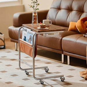 Movable Stainless Steel Midcentury Retro Magazine Rack Table