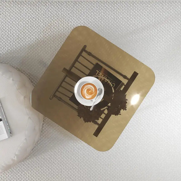 Glass Top Metal Rack Side Table