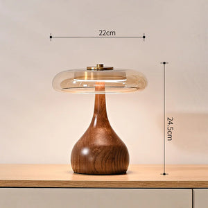 Copper Wood Vase Glass LED Desk Lamp