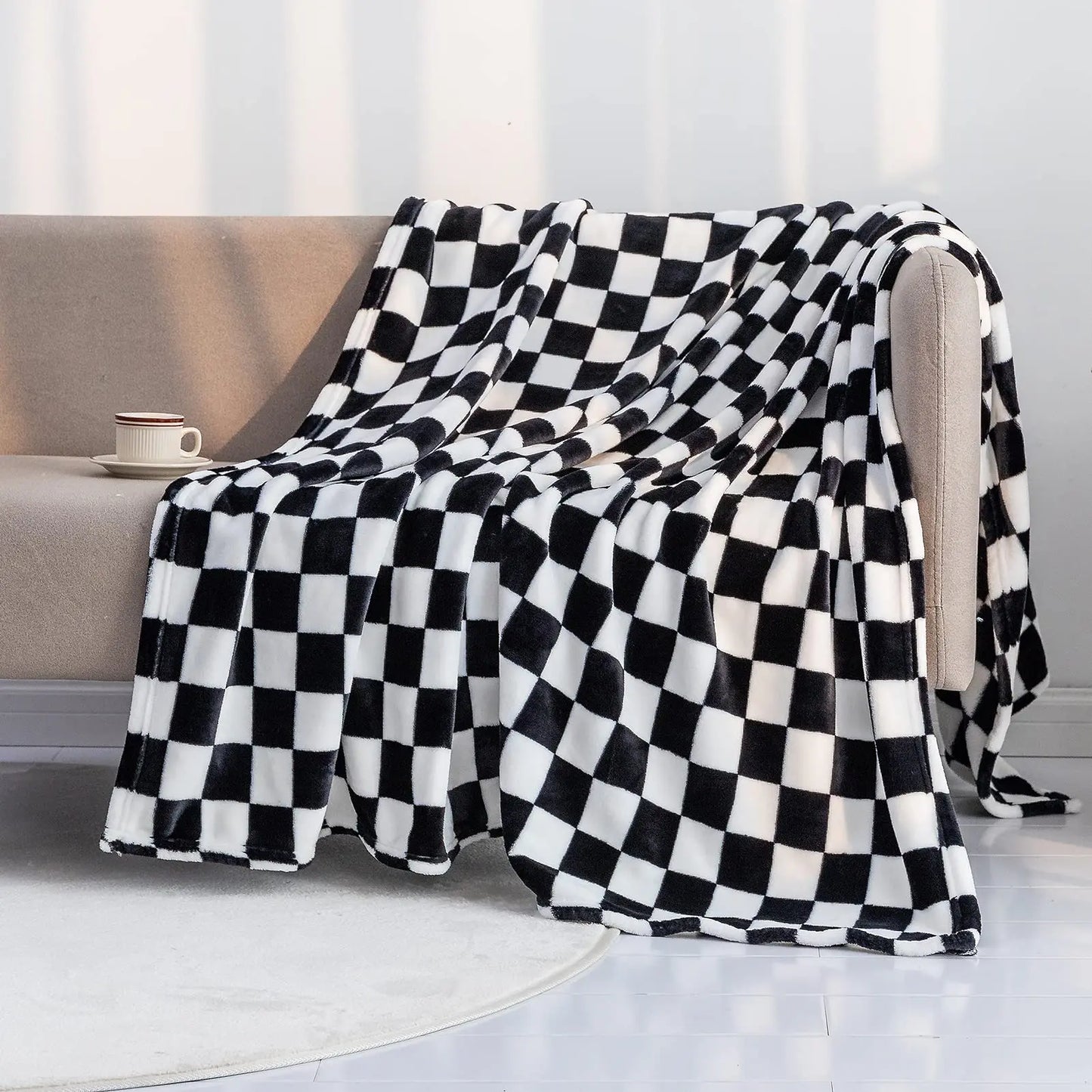 Checker Board Lattice Plaid Throw Blanket