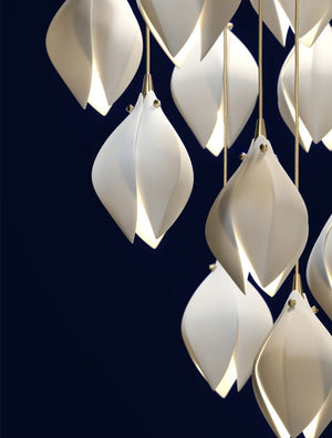 Carl Lighting Ceramic White Magnolia Jade Chandelier