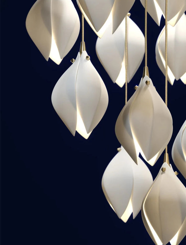 Carl Lighting Ceramic White Magnolia Jade Chandelier