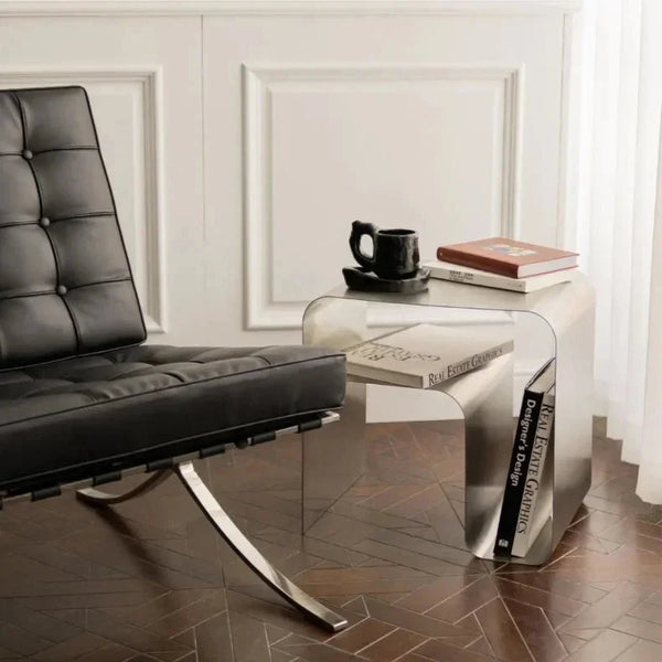Minimalist Bent Stainless Steel Side Table [Exclusive]