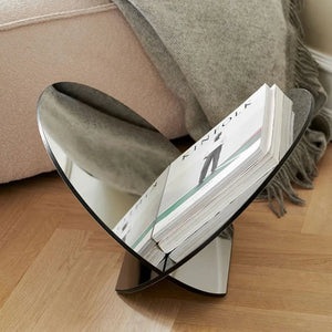 Studio Lima Stainless Steel Oval Floor Magazine Rack