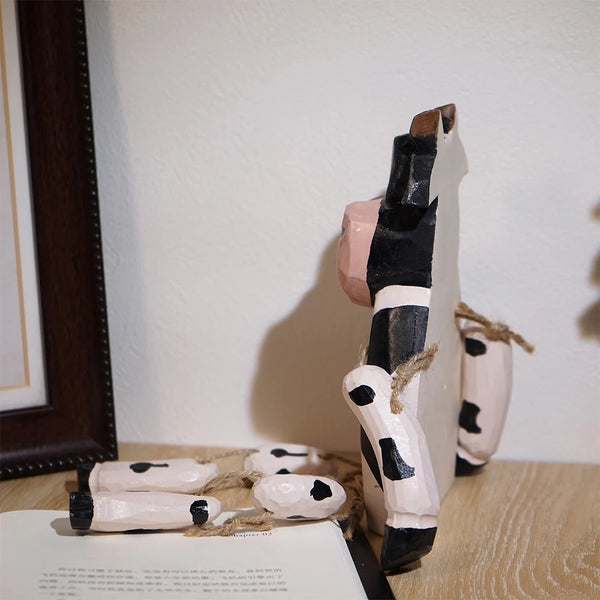 Hand-Carved Wooden Cow Puppet