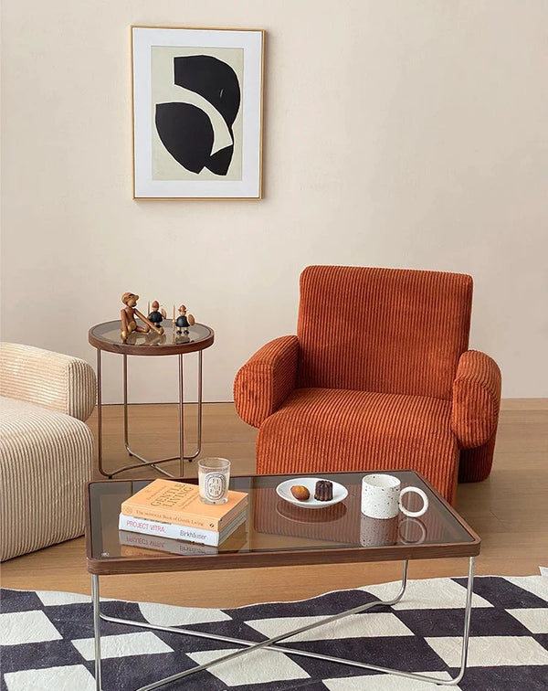 Sofá de salón con brazos de pana danesa