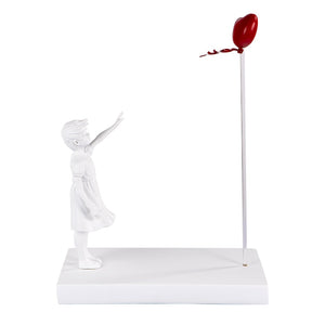 Flying Heart Balloon Girl Hand-Crafted Sculpture