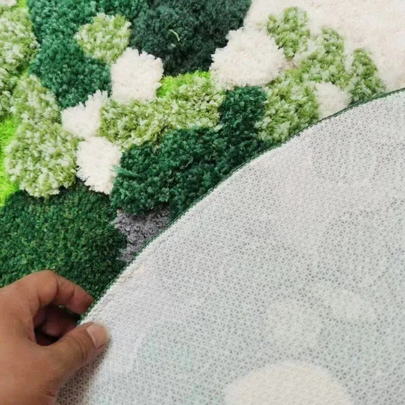 Round Moss Forest Hand-Crafted Carpet
