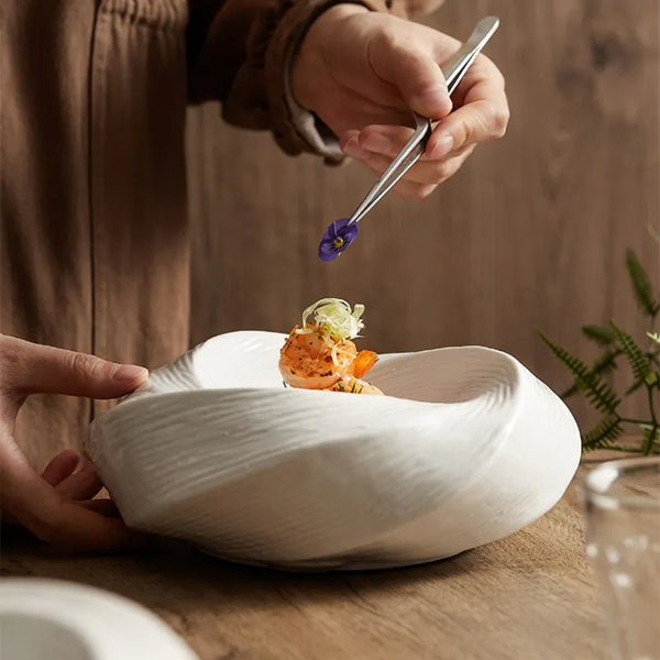 Spiral Elevated Ceramic Dining Plate